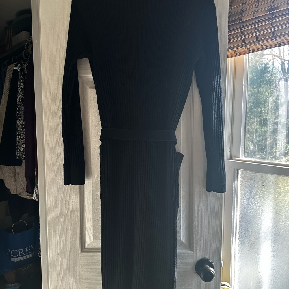 J. Crew Black Long Sleeve Ribbed cardigan Sweater Dress